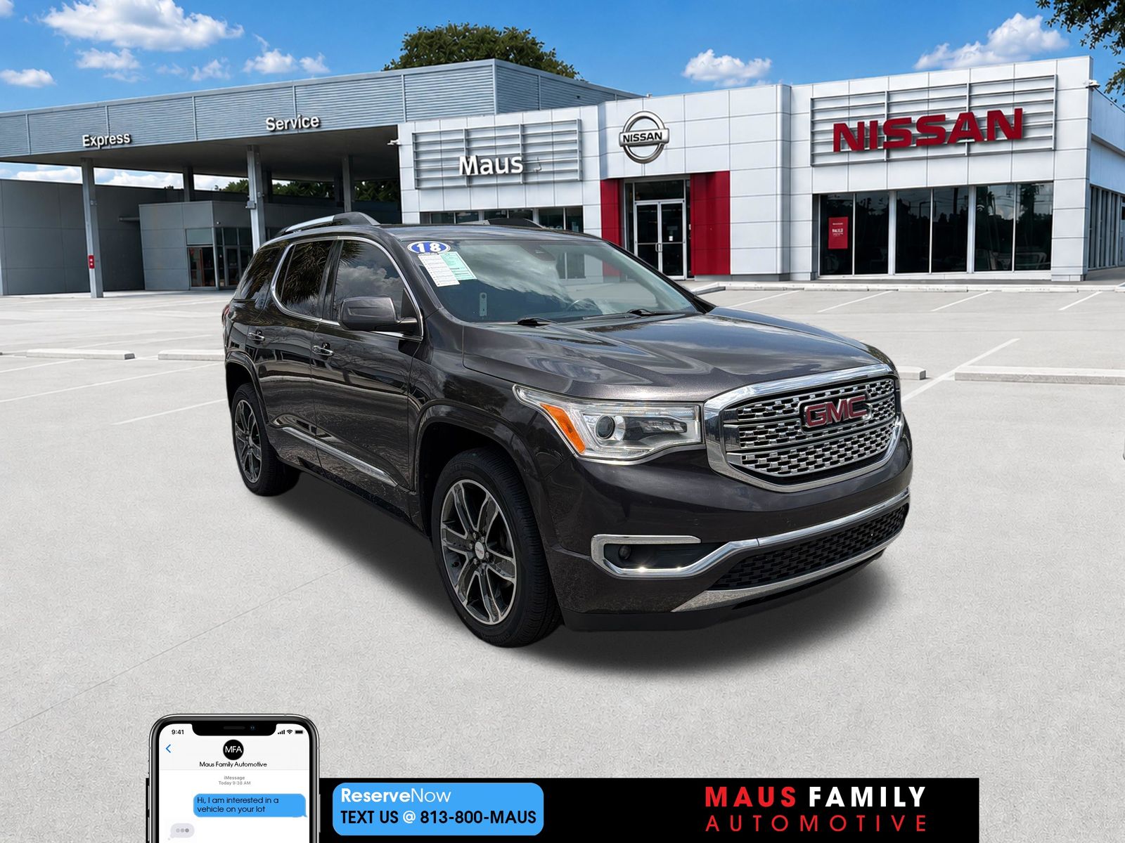 Gray (Iridium Metallic) 2018 GMC Acadia Denali FWD SUV / Crossover Front-Wheel Drive 6-Speed Automatic