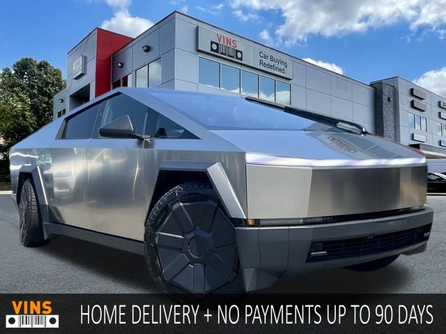 Silver 2025 Tesla Cybertruck Cyberbeast Crew Cab AWD Pickup Truck All-Wheel Drive 1-Speed Automatic