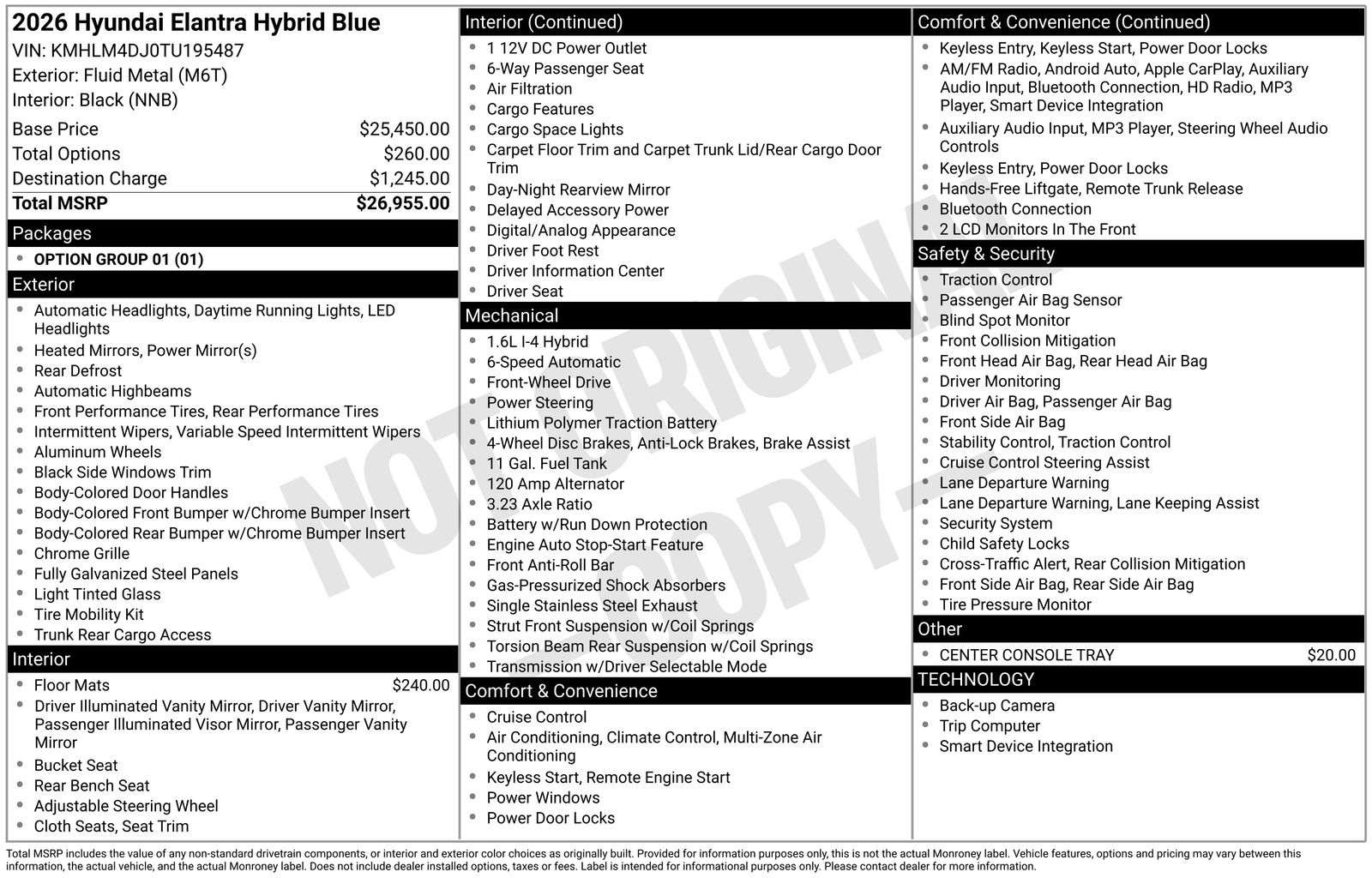 2026 Hyundai Elantra Hybrid Blue FWD