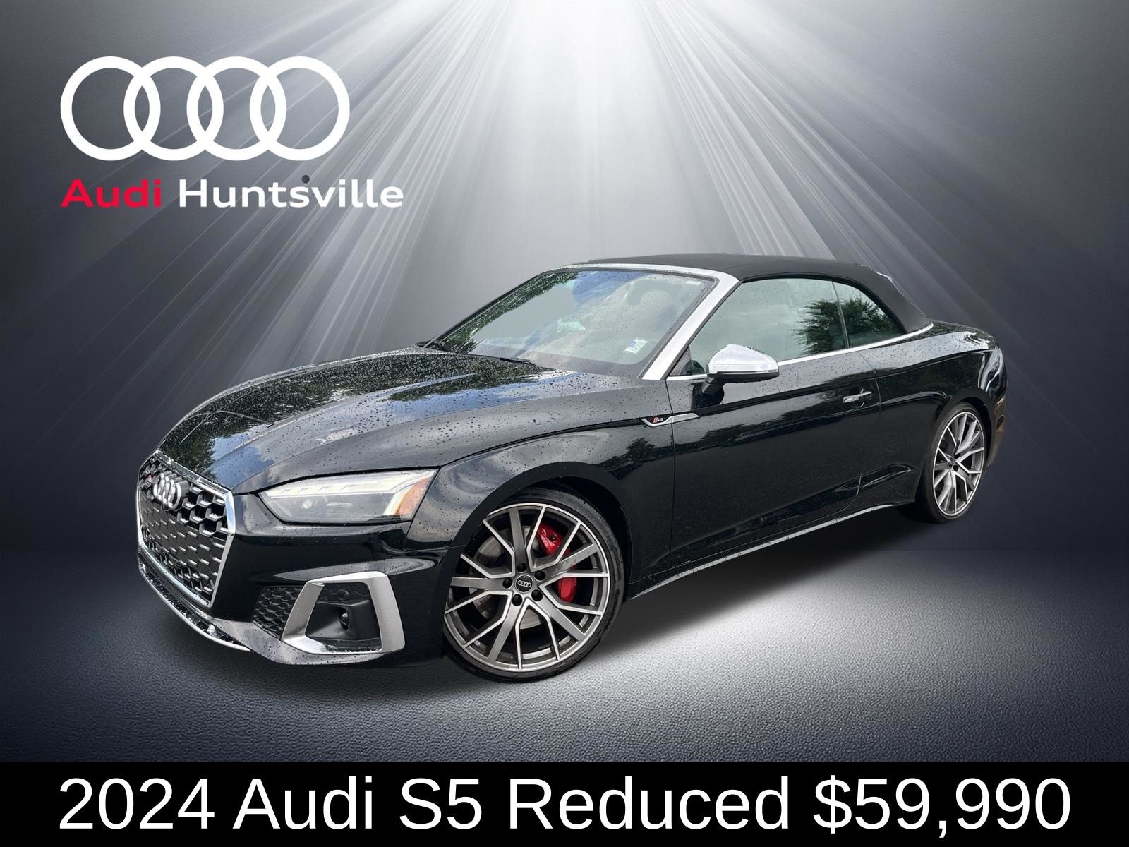 Mythos Black Metallic/Black Roof 2024 Audi S5 Convertible All-Wheel Drive 8-Speed Automatic