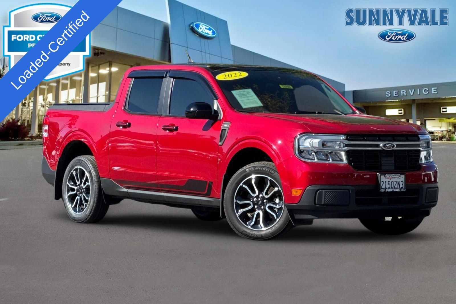 Red Metallic 2022 Ford Maverick Lariat SuperCrew FWD Pickup Truck Front-Wheel Drive Continuously Variable Transmission