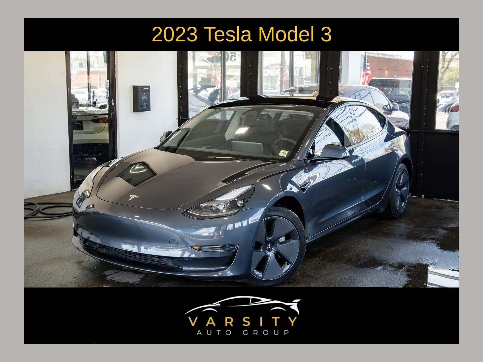 Gray 2023 Tesla Model 3 RWD Sedan Rear-Wheel Drive 1-Speed Automatic