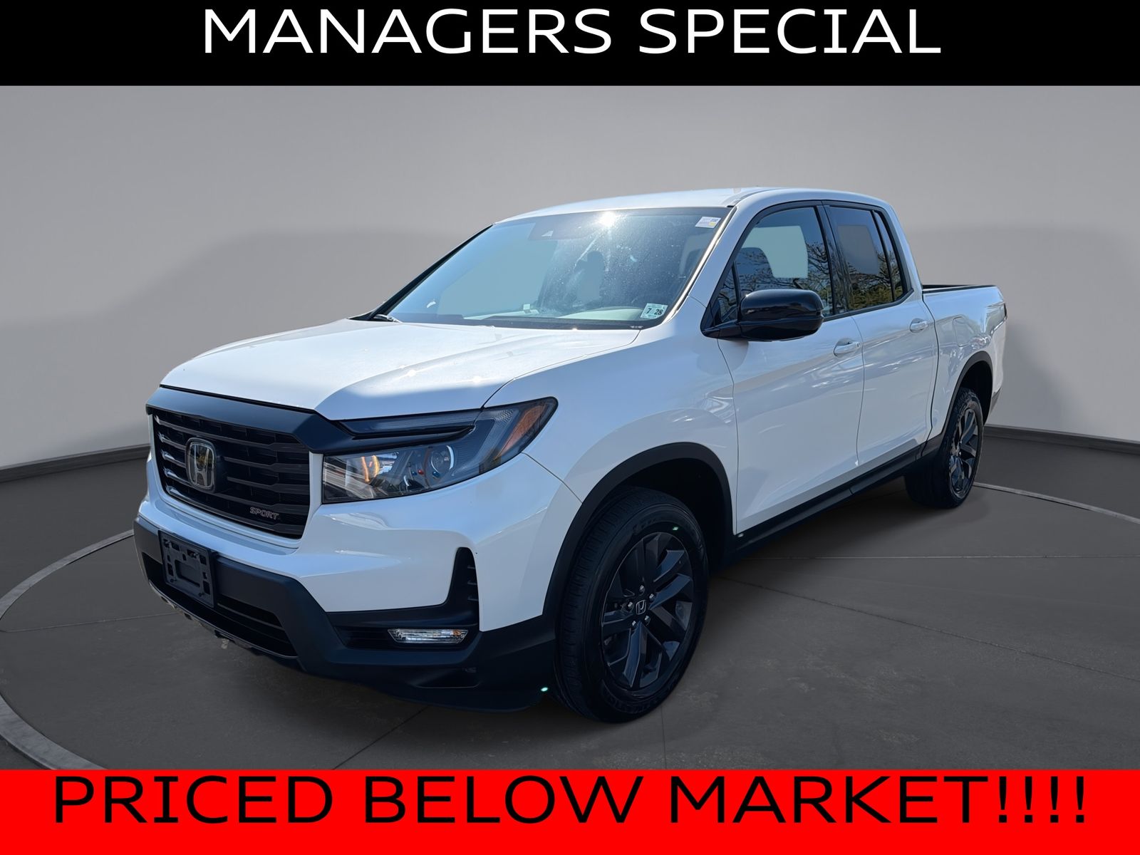 Platinum White Pearl 2023 Honda Ridgeline Sport AWD Pickup Truck All-Wheel Drive 9-Speed Automatic