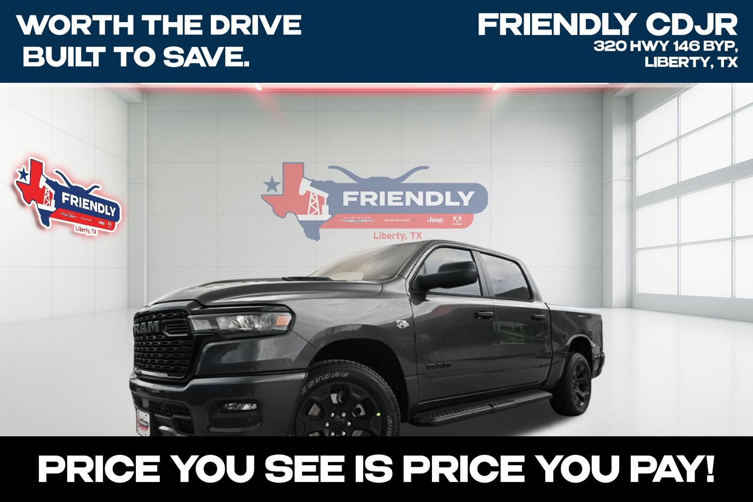Gray (Granite Crystal Metallic Clearcoat) 2026 RAM 1500 Pickup Truck Four-Wheel Drive 8-Speed Automatic