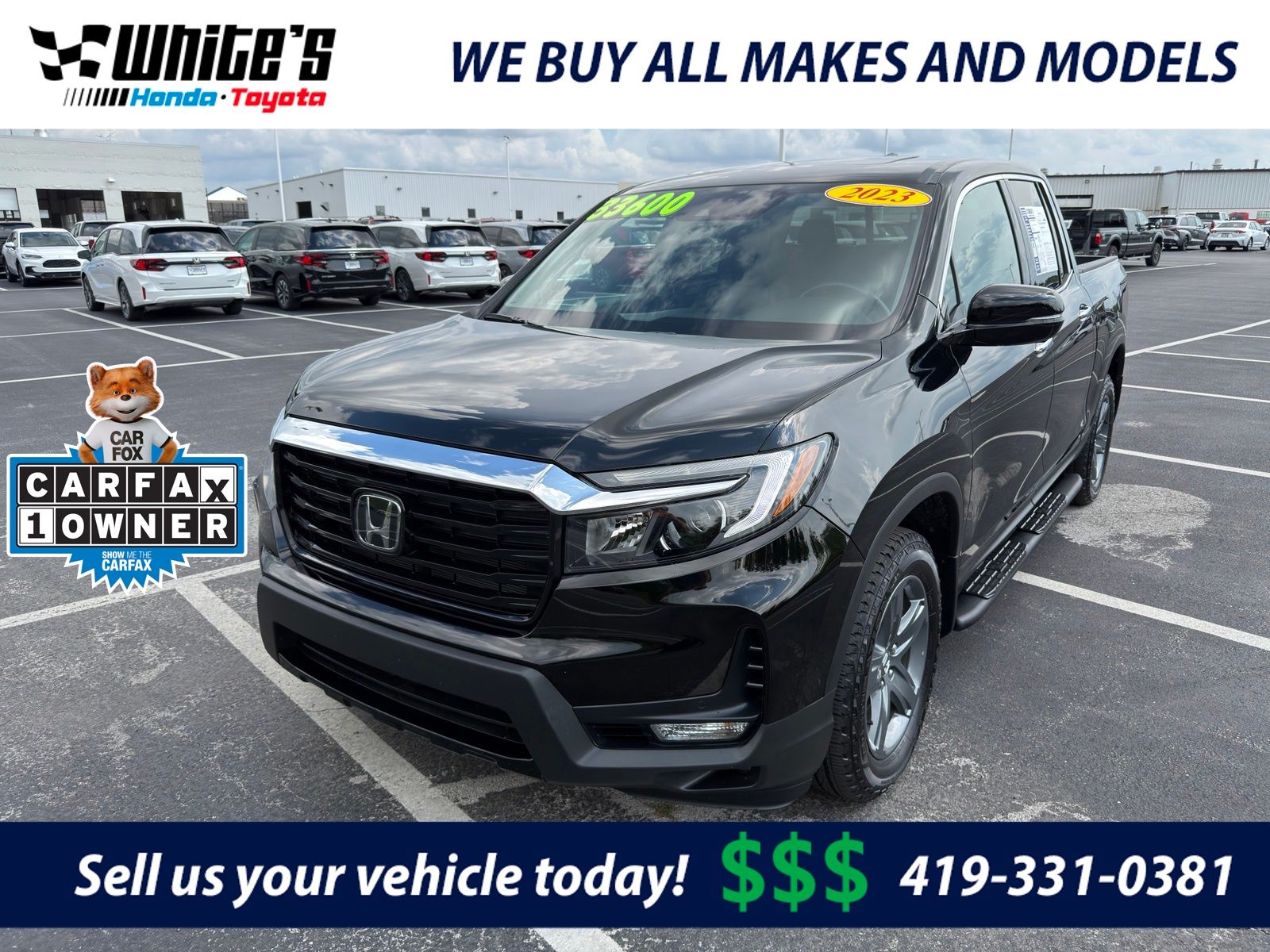 Crystal Black 2023 Honda Ridgeline Pickup Truck All-Wheel Drive 9-Speed Automatic