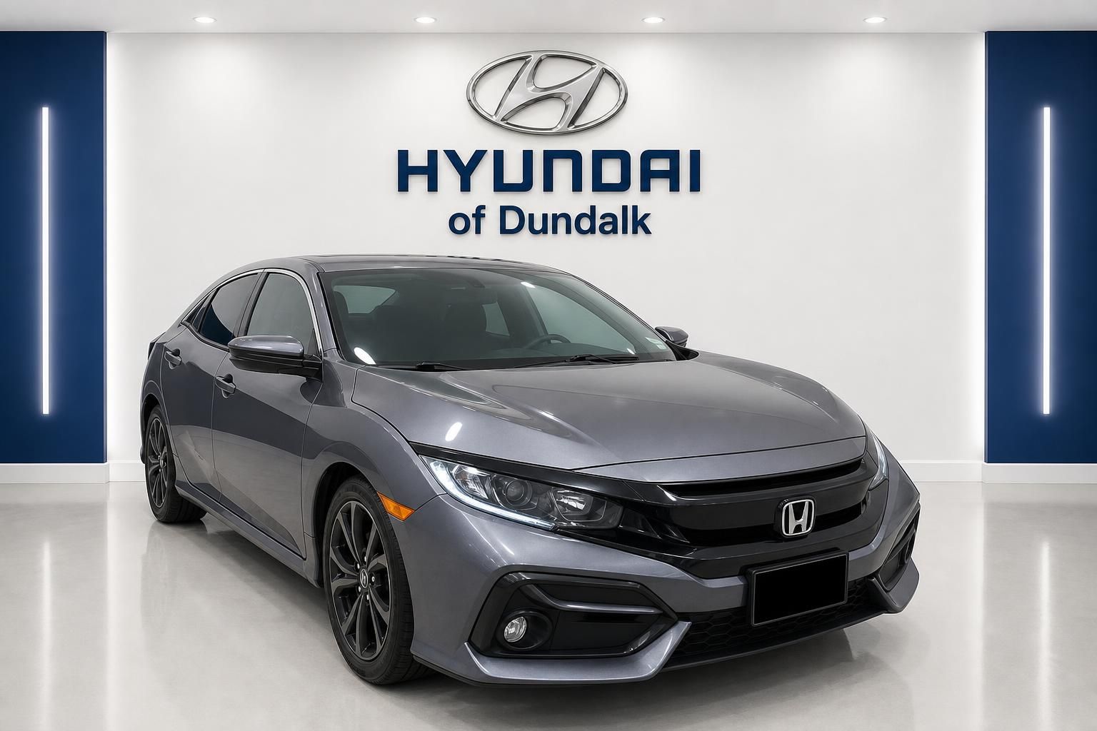 Gray 2020 Honda Civic Hatchback Hatchback Front-Wheel Drive Continuously Variable Transmission