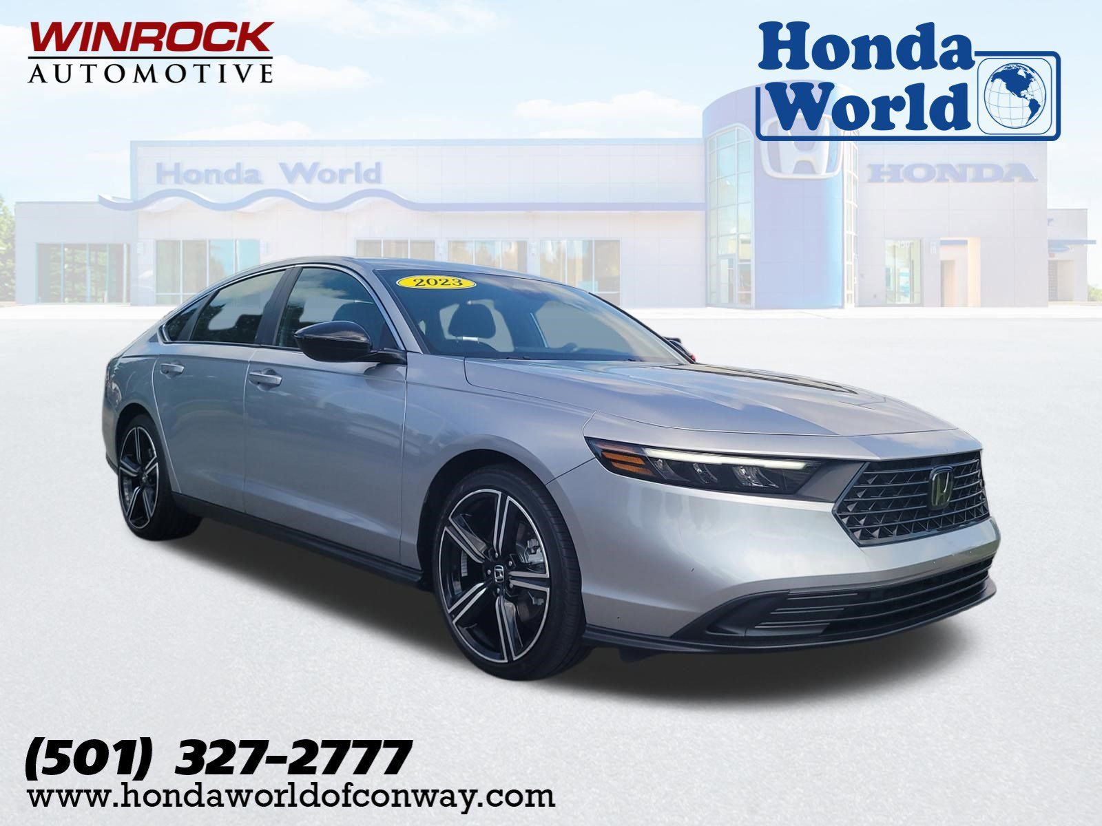 Silver 2023 Honda Accord Hybrid Sport FWD Sedan Front-Wheel Drive Continuously Variable Transmission
