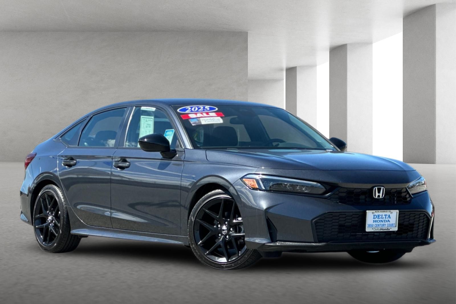 Meteorite Gray Metallic 2025 Honda Civic Sport FWD Sedan Front-Wheel Drive Continuously Variable Transmission