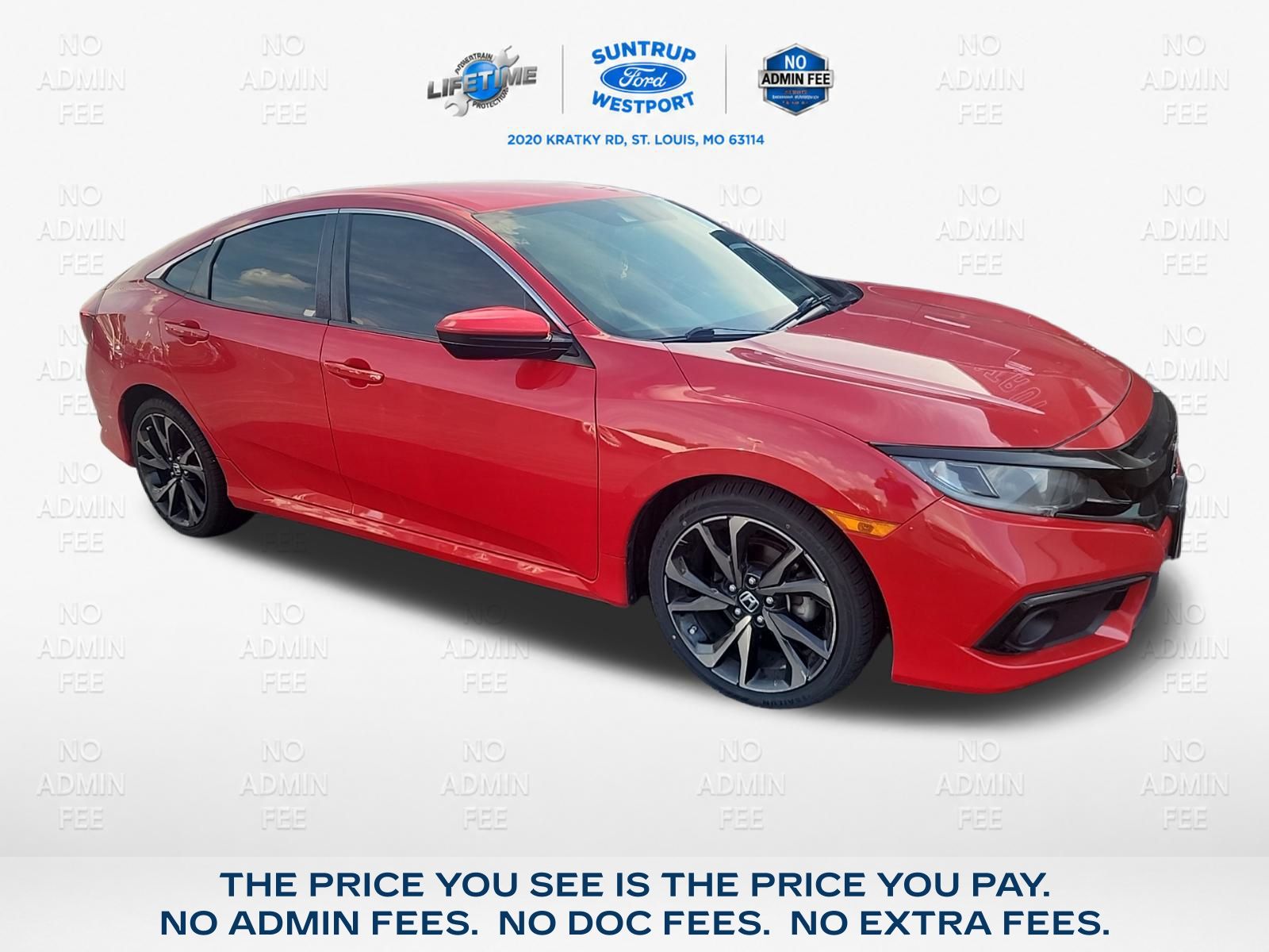 Rallye Red 2019 Honda Civic Sedan Front-Wheel Drive Continuously Variable Transmission