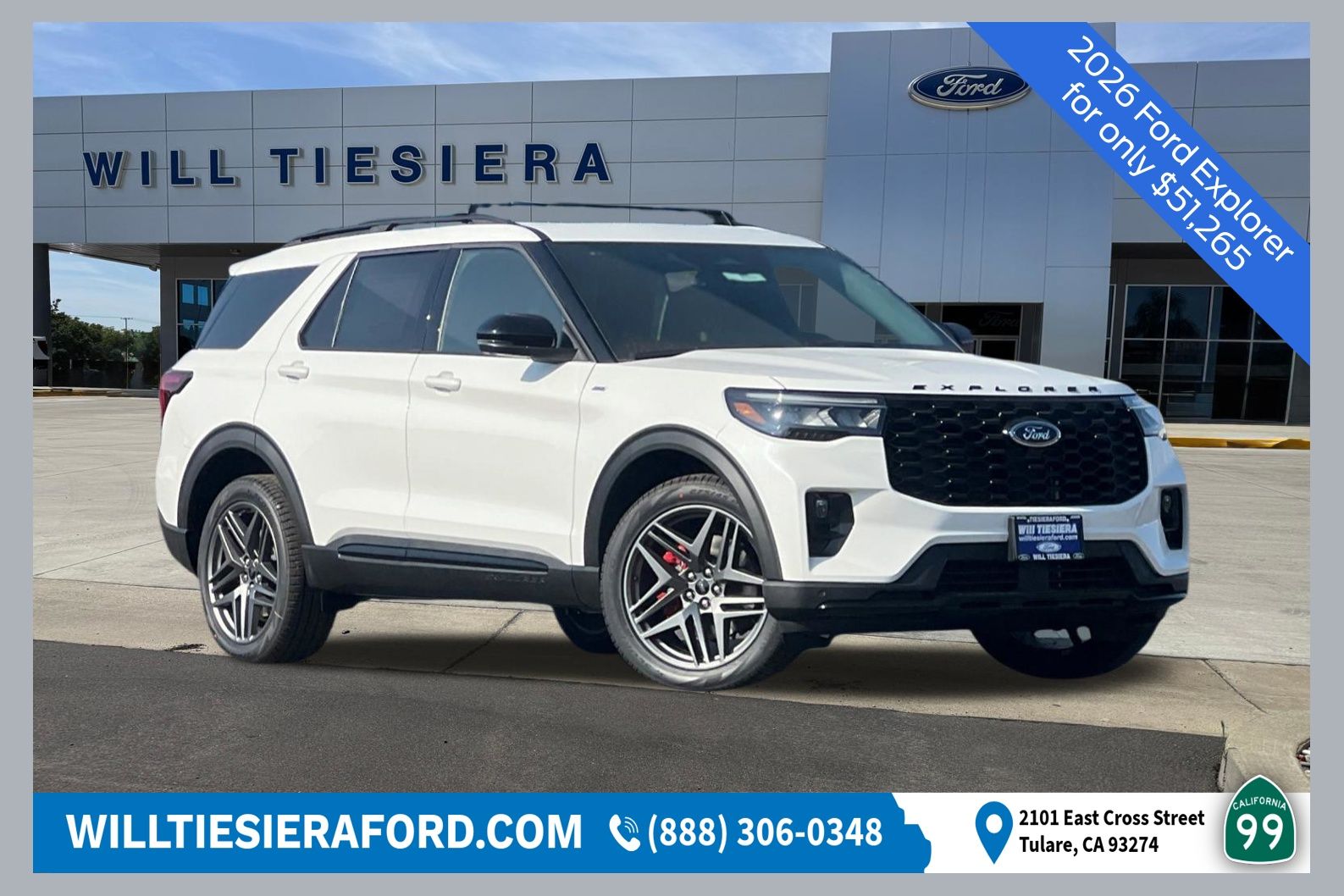 Star White Metallic Tri-Coat 2026 Ford Explorer SUV / Crossover All-Wheel Drive Automatic