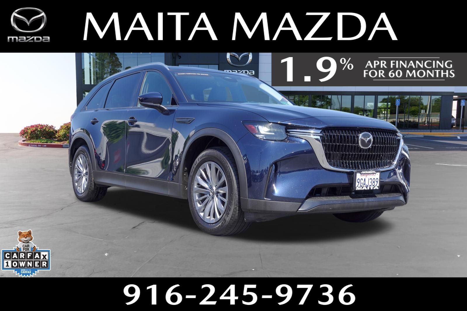 Deep Crystal Blue Mica 2024 Mazda CX-90 3.3 Turbo Preferred Plus AWD SUV / Crossover All-Wheel Drive 8-Speed Automatic