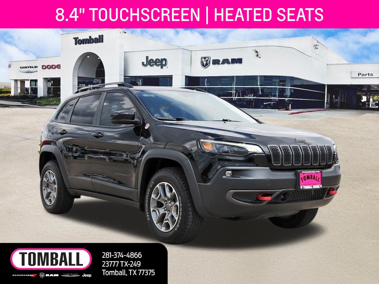 Diamond Black Crystal Pearlcoat 2022 Jeep Cherokee SUV / Crossover Four-Wheel Drive 9-Speed Automatic