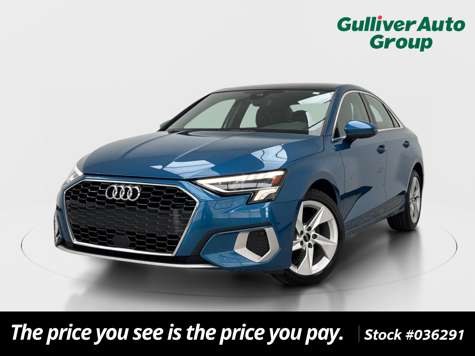 Atoll Blue Metallic 2023 Audi A3 Sedan Front-Wheel Drive 7-Speed Automatic