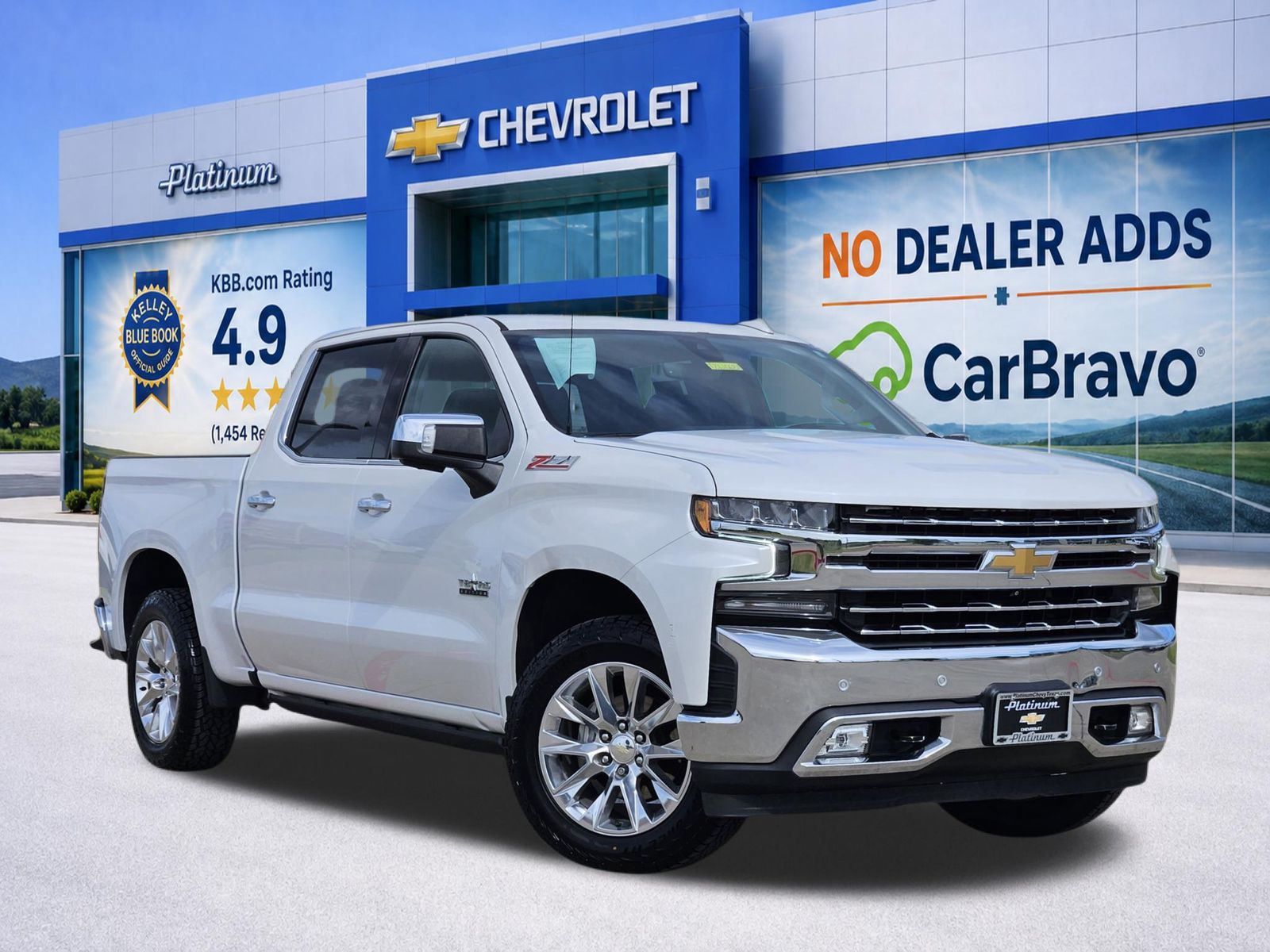 White (Iridescent Pearl Tricoat) 2021 Chevrolet Silverado 1500 LTZ Crew Cab 4WD Pickup Truck Four-Wheel Drive 8-Speed Automatic