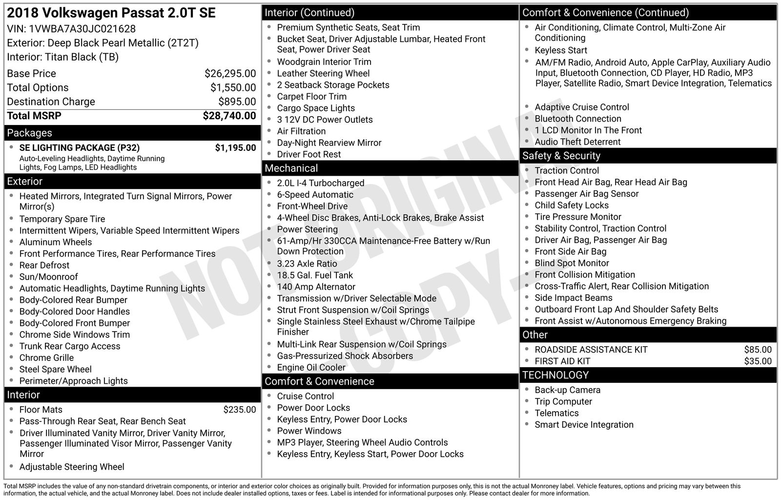 Used Car 2018 Volkswagen Passat  For Sale Under $12,000 In Austin, Texas