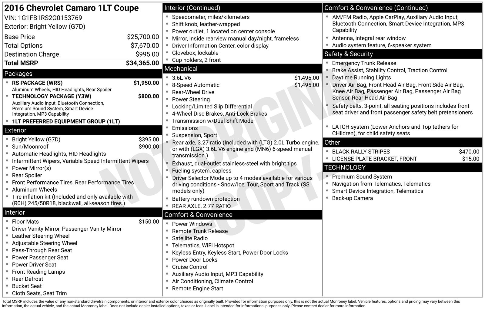 Used Car 2016 Chevrolet Camaro  1lt For Sale Under $20,000 In Austin, Texas