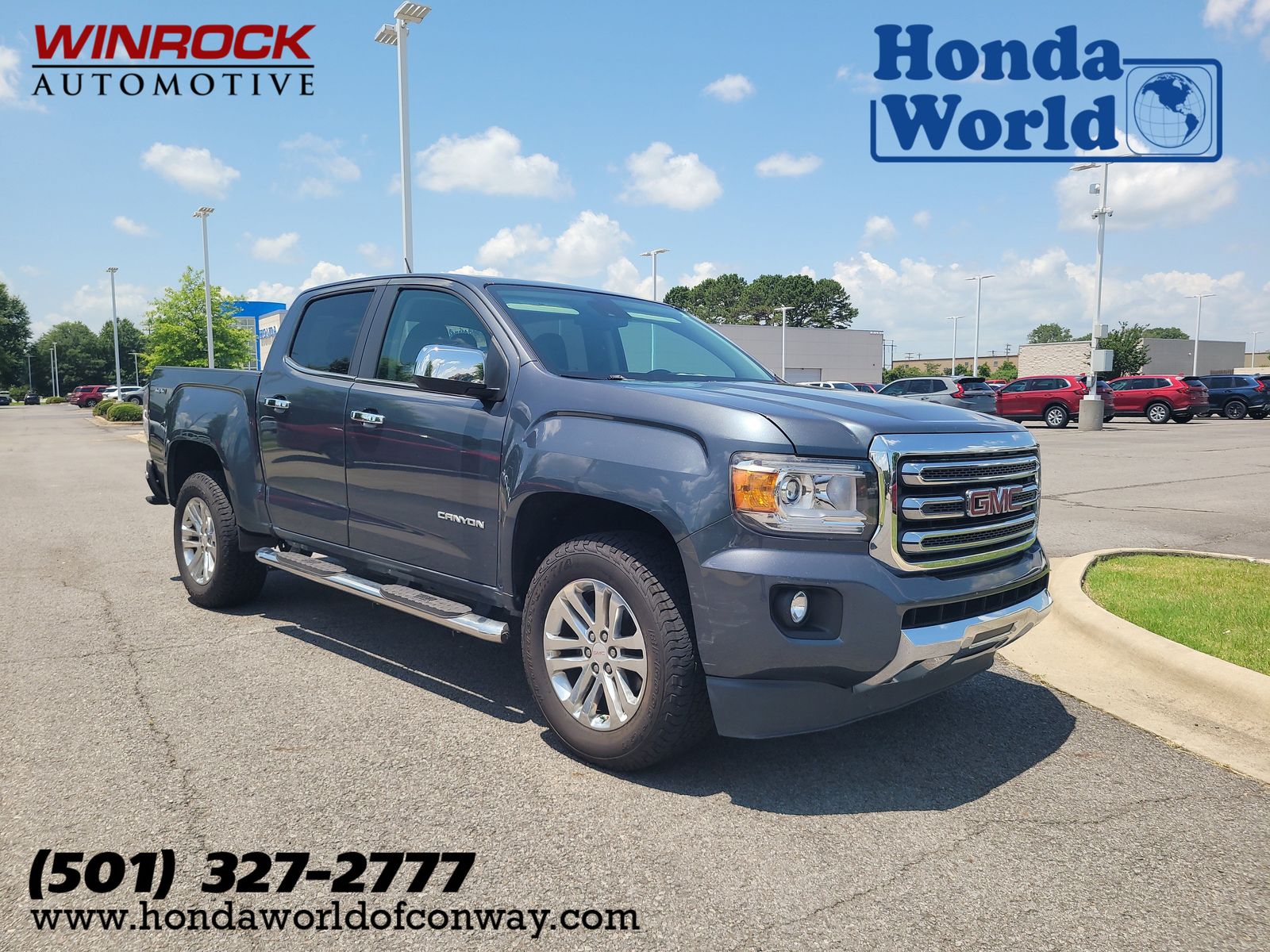 Cyber Gray Metallic 2015 GMC Canyon SLT Crew Cab 4WD Pickup Truck Four-Wheel Drive 6-Speed Automatic
