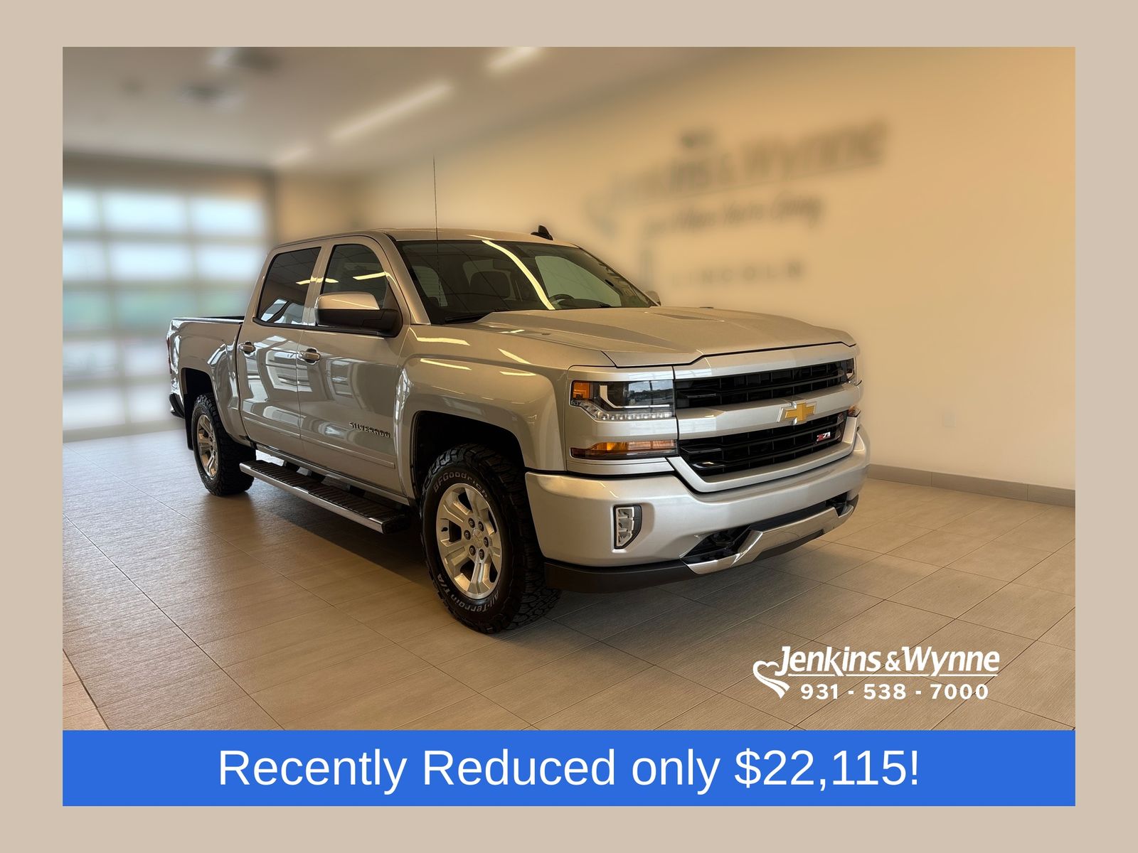 Silver Ice Metallic 2018 Chevrolet Silverado 1500 Pickup Truck Four-Wheel Drive 6-Speed Automatic Overdrive