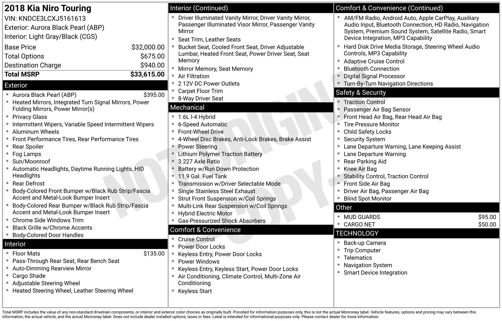 Used Car 2018 Kia Niro  Touring For Sale Under $20,000 In Austin, Texas