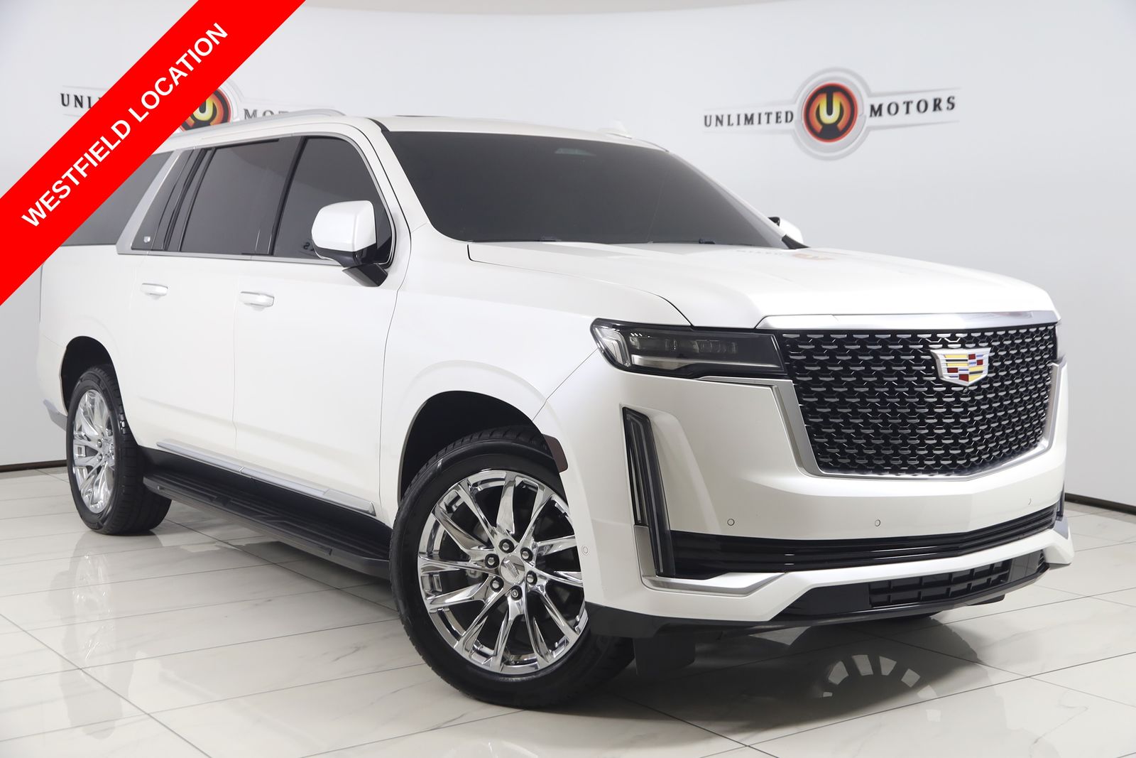 Crystal White Tricoat 2021 Cadillac Escalade ESV SUV / Crossover Four-Wheel Drive Automatic