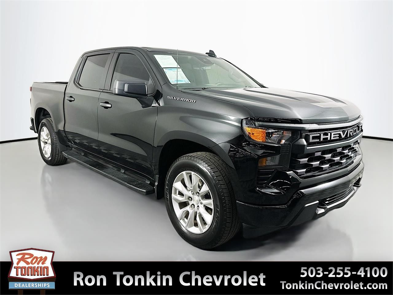 Black 2024 Chevrolet Silverado 1500 Custom Crew Cab RWD Pickup Truck 4X2 8-Speed Automatic