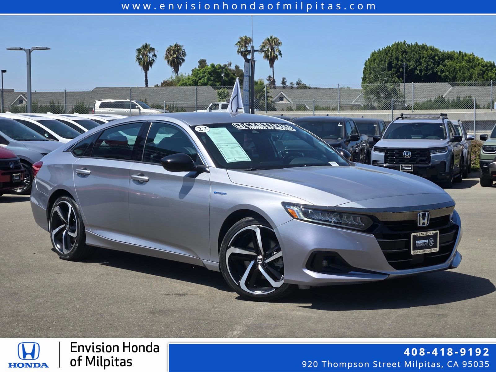 Lunar Silver Metallic 2022 Honda Accord Hybrid Sedan Front-Wheel Drive Continuously Variable Transmission