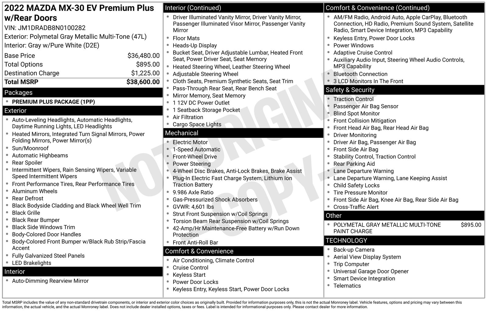 Used Car 2022 Mazda Mx-30 Ev  Premium Plus For Sale Under $20,000 In Austin, Texas