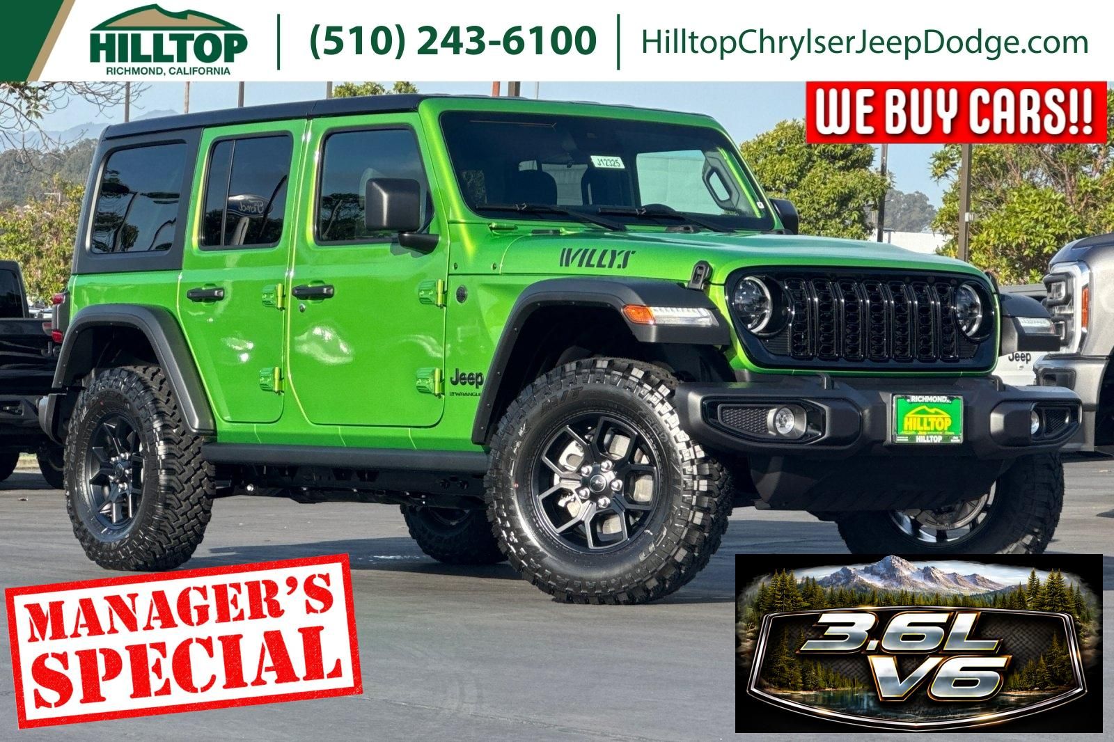 Mojito Clearcoat 2025 Jeep Wrangler Willys 4-Door 4WD SUV / Crossover Four-Wheel Drive 8-Speed Automatic