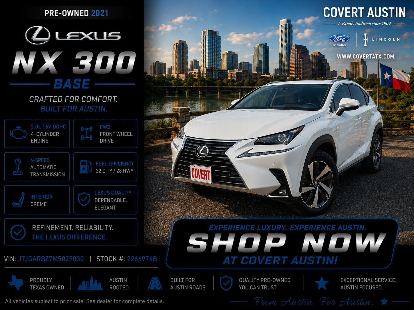 Used Car 2021 Lexus Nx  300 Base For Sale Under $30,000 In Austin, Texas
