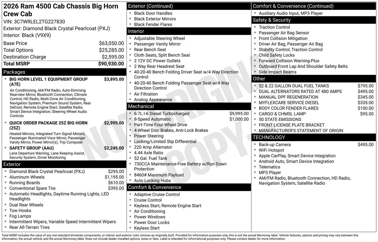 New 2026 Diamond Black Crystal Pearl-Coat Exterior Paint RAM Tradesman image 4