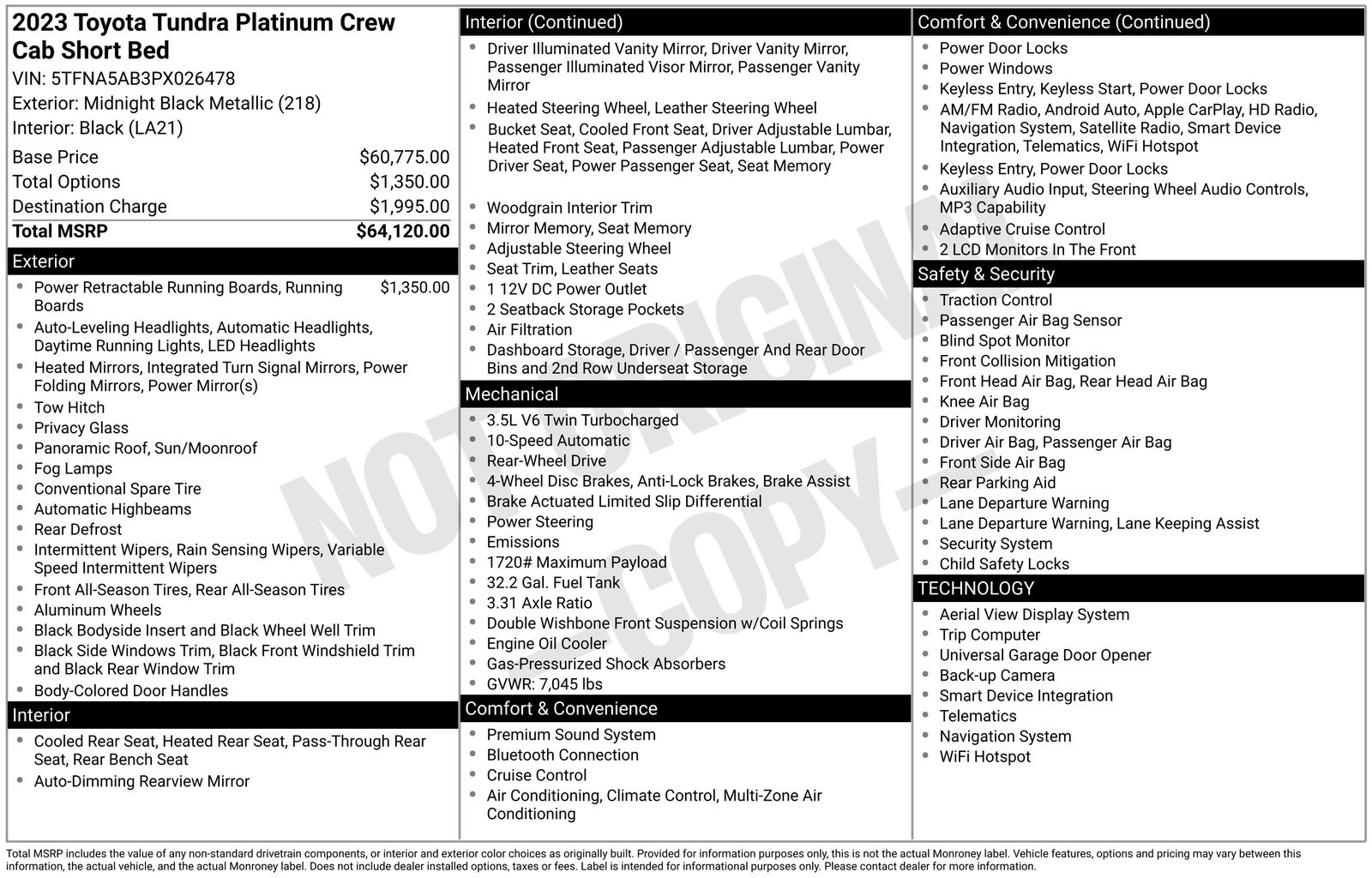 Used Car 2023 Toyota Tundra  Platinum For Sale Under $50,000 In Austin, Texas