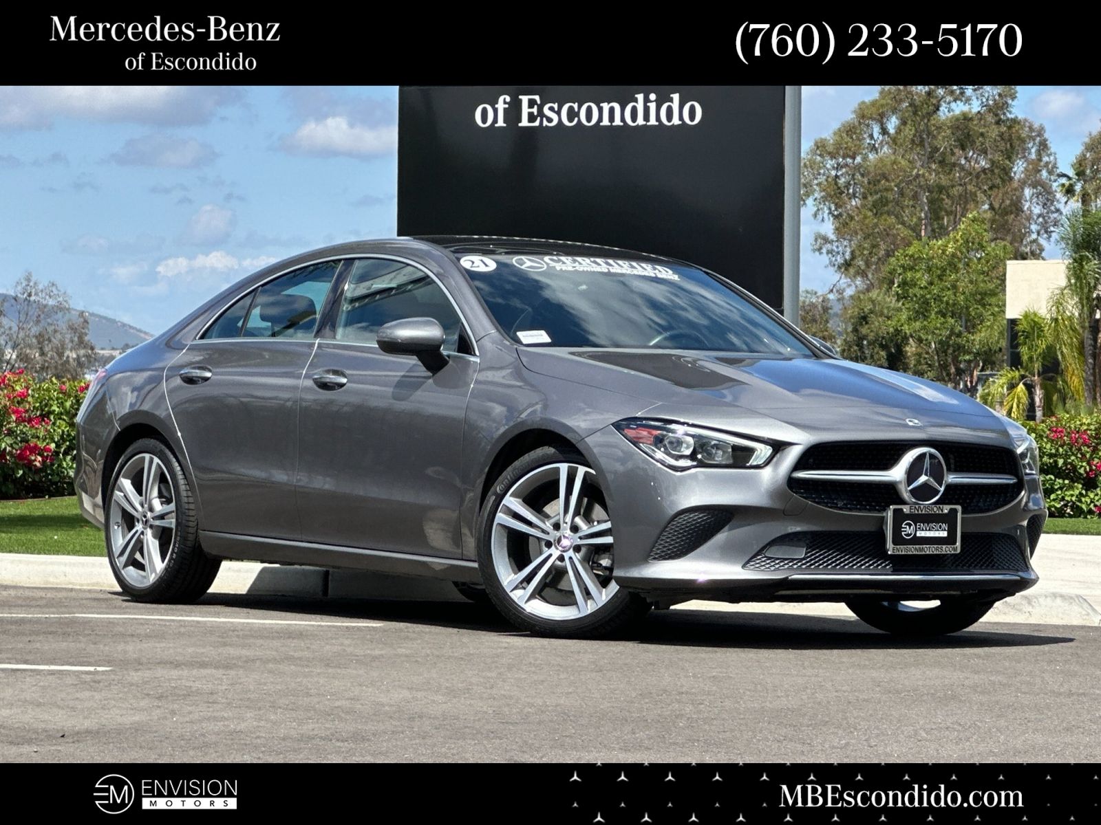 Mountain Gray Metallic 2021 Mercedes-Benz CLA 250 FWD Coupe Front-Wheel Drive 7-Speed Automatic