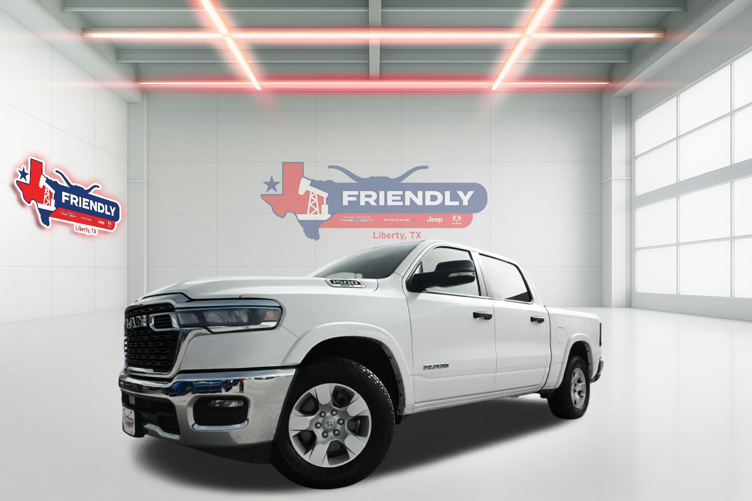 Bright White Clearcoat 2025 RAM 1500 Big Horn Crew Cab 4WD Pickup Truck Four-Wheel Drive 8-Speed Automatic