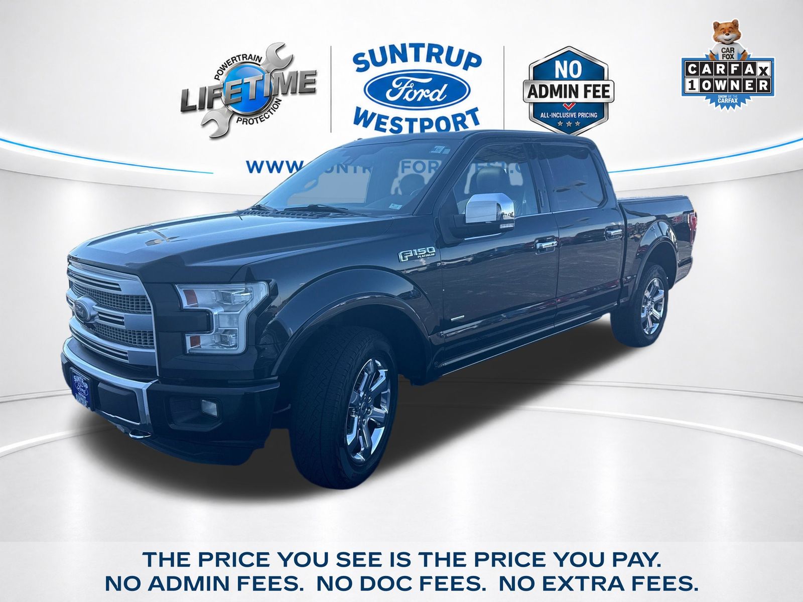 Tuxedo Black Metallic 2015 Ford F-150 Platinum SuperCrew 4WD Pickup Truck Four-Wheel Drive 6-Speed Automatic