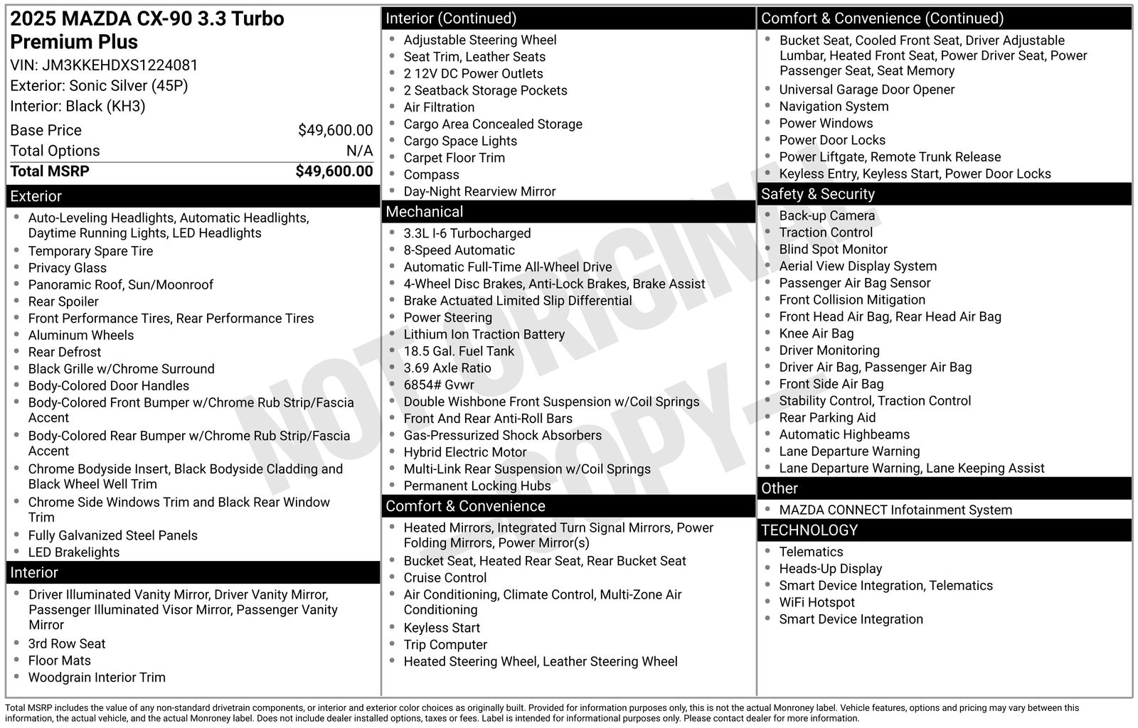 Used Car 2025 Mazda Cx-90  3.3 Turbo Premium Plus For Sale Under $50,000 In Austin, Texas