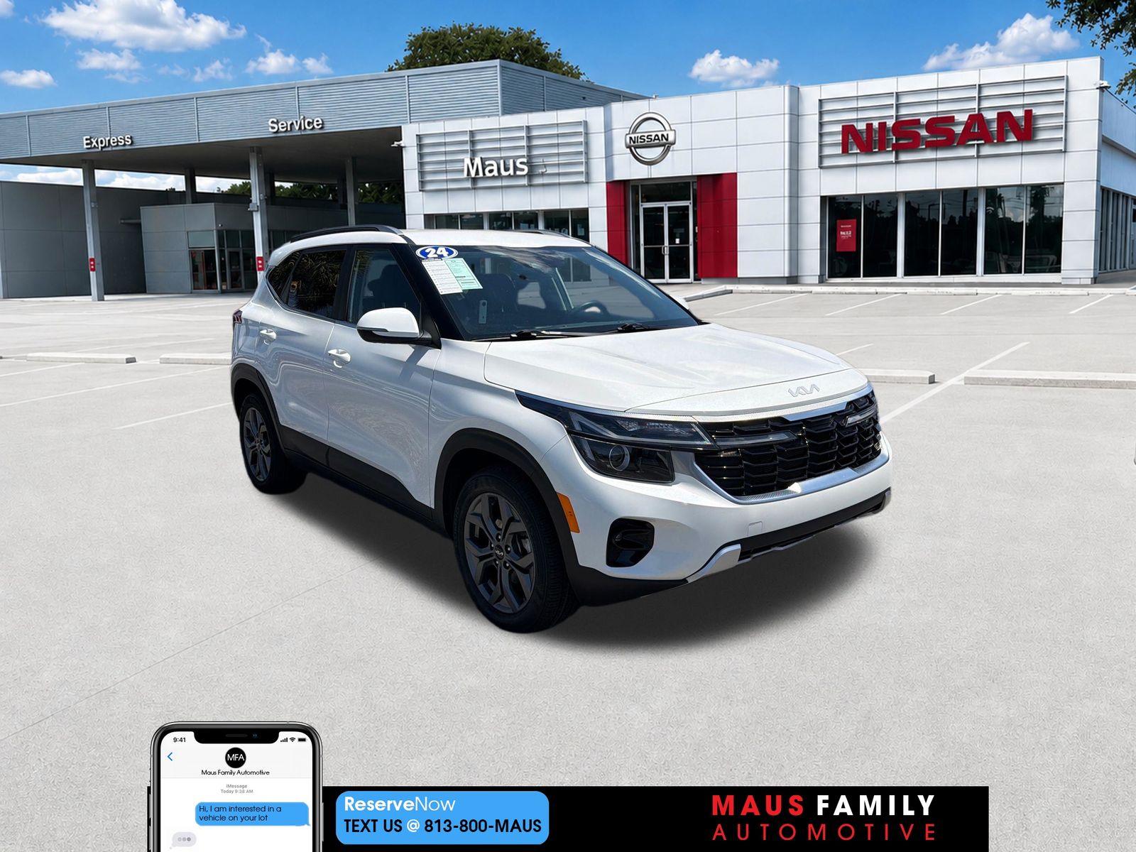 Snow White Pearl 2024 Kia Seltos S FWD SUV / Crossover Front-Wheel Drive Continuously Variable Transmission