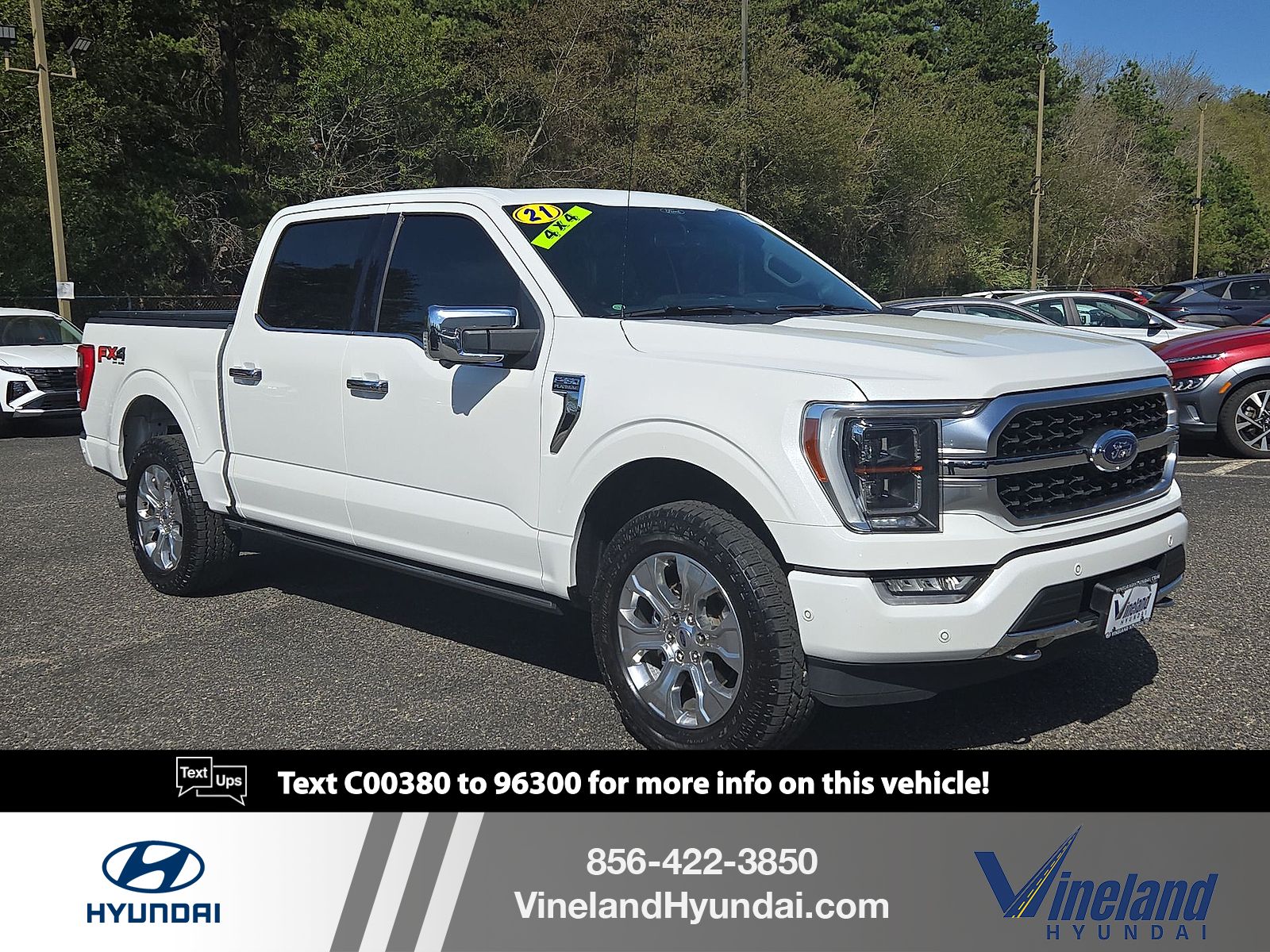 White Metallic 2021 Ford F-150 Pickup Truck Four-Wheel Drive Automatic
