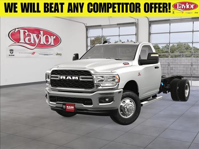 Bright White Clearcoat 2024 RAM 3500 Chassis Tradesman Regular Cab LB DRW 4WD Pickup Truck Four-Wheel Drive 6-Speed Automatic