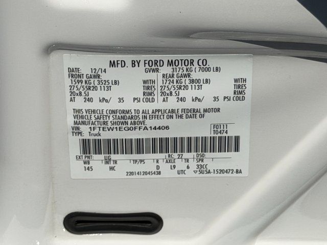 Used 2015 White Platinum Clearcoat Metallic Ford Lariat image 47