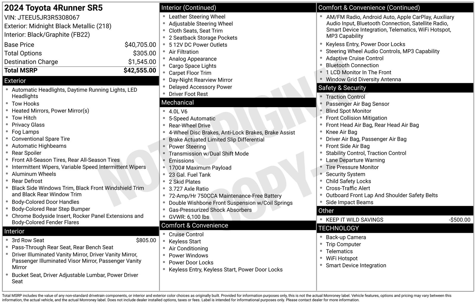 Used Car 2024 Toyota 4runner  Sr5 For Sale Under $40,000 In Austin, Texas