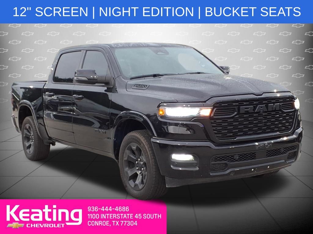 Diamond Black Crystal Pearlcoat 2025 RAM 1500 Pickup Truck Four-Wheel Drive 8-Speed Automatic