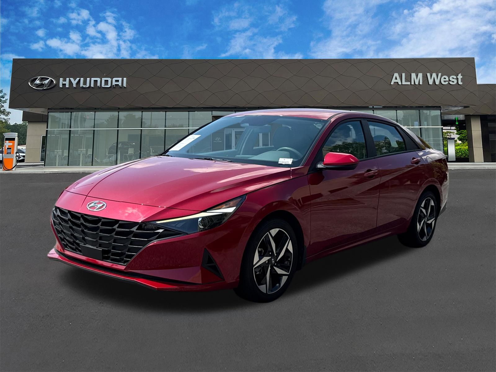 Scarlet Red Pearl 2023 Hyundai Elantra Sedan Front-Wheel Drive Continuously Variable Transmission