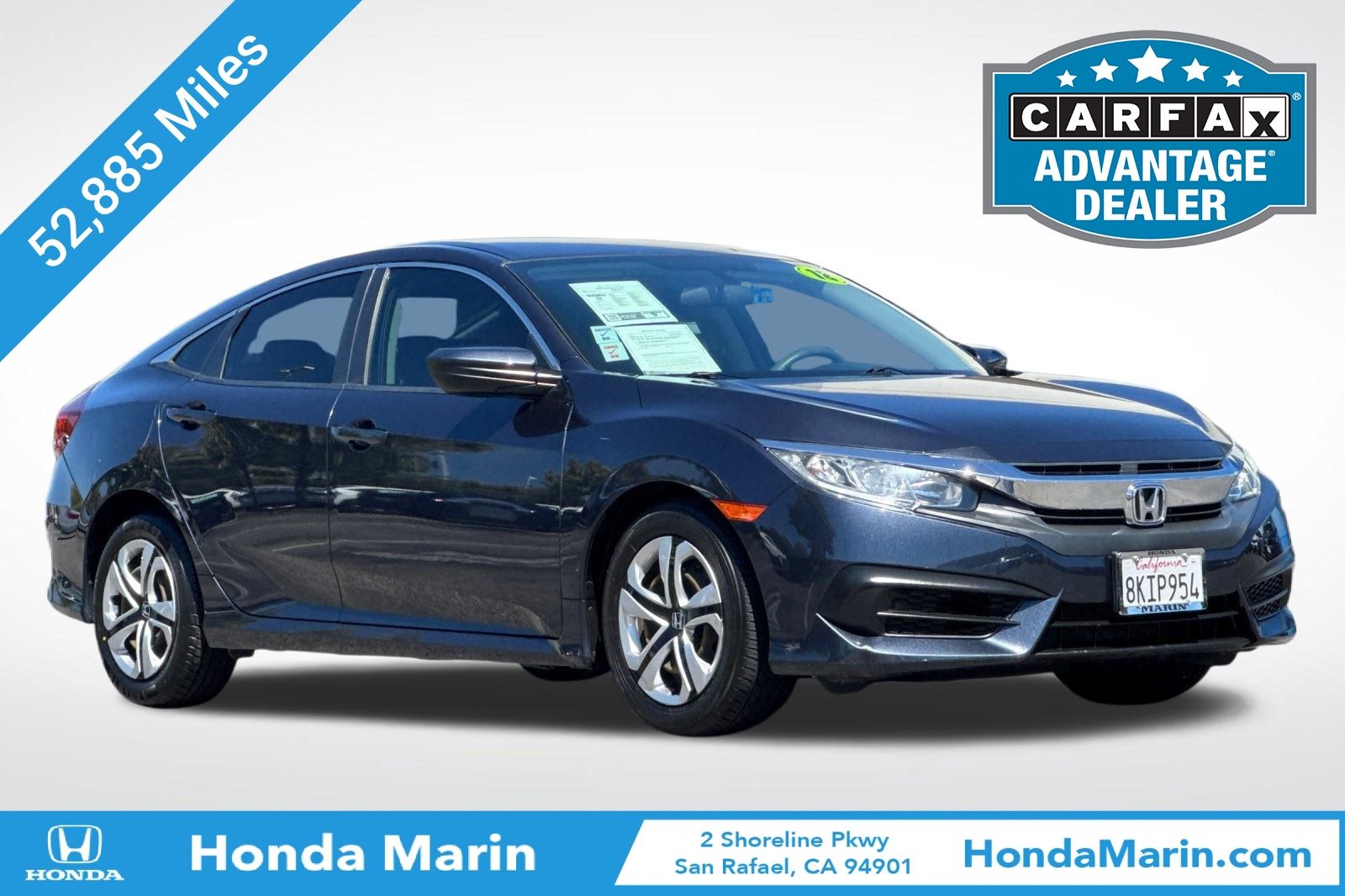 Cosmic Blue Metallic 2018 Honda Civic Sedan Front-Wheel Drive Continuously Variable Transmission