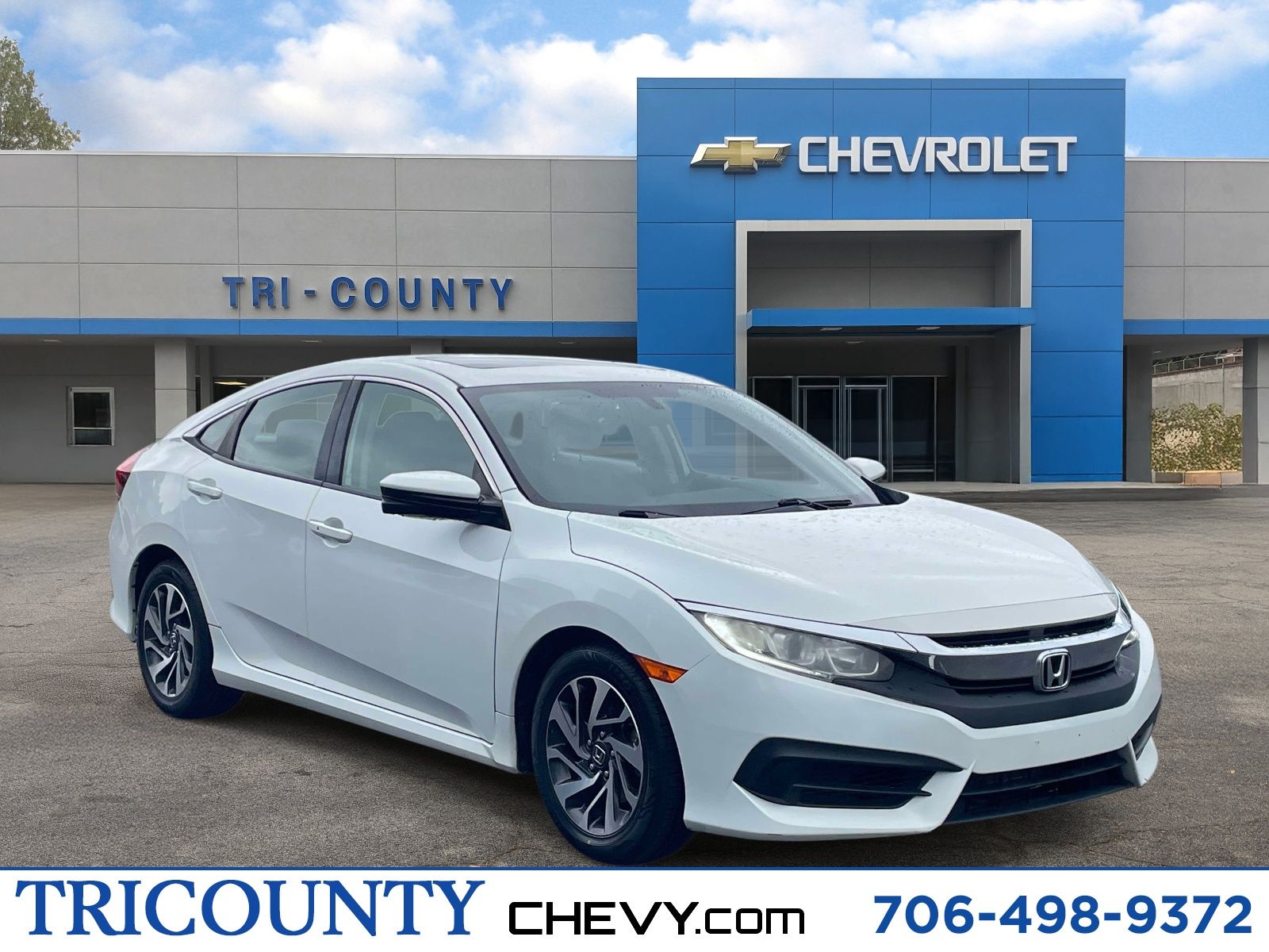 White 2017 Honda Civic Sedan Front-Wheel Drive Continuously Variable Transmission