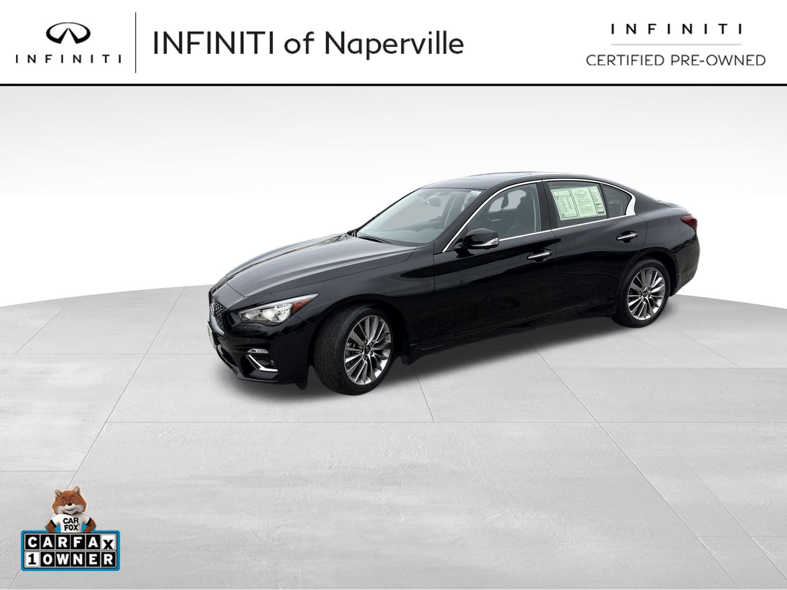 Black Obsidian 2023 INFINITI Q50 Luxe AWD Sedan All-Wheel Drive 7-Speed Automatic Overdrive