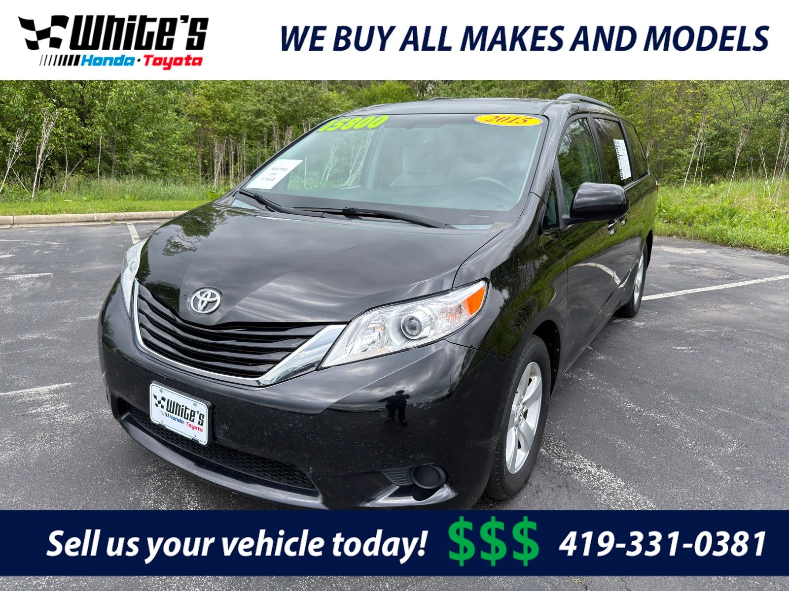 Attitude Black 2015 Toyota Sienna LE 7-Passenger Auto Access Seat Minivan Front-Wheel Drive 6-Speed Automatic Overdrive