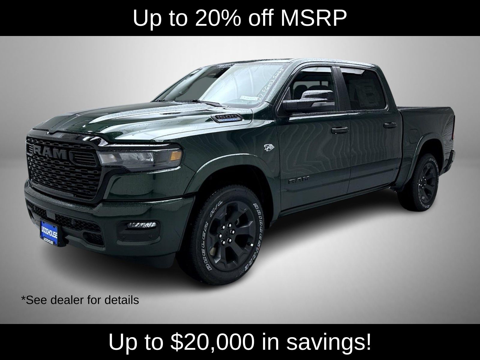 Serrano Green Metallic 2026 RAM 1500 Pickup Truck Four-Wheel Drive 8-Speed Automatic