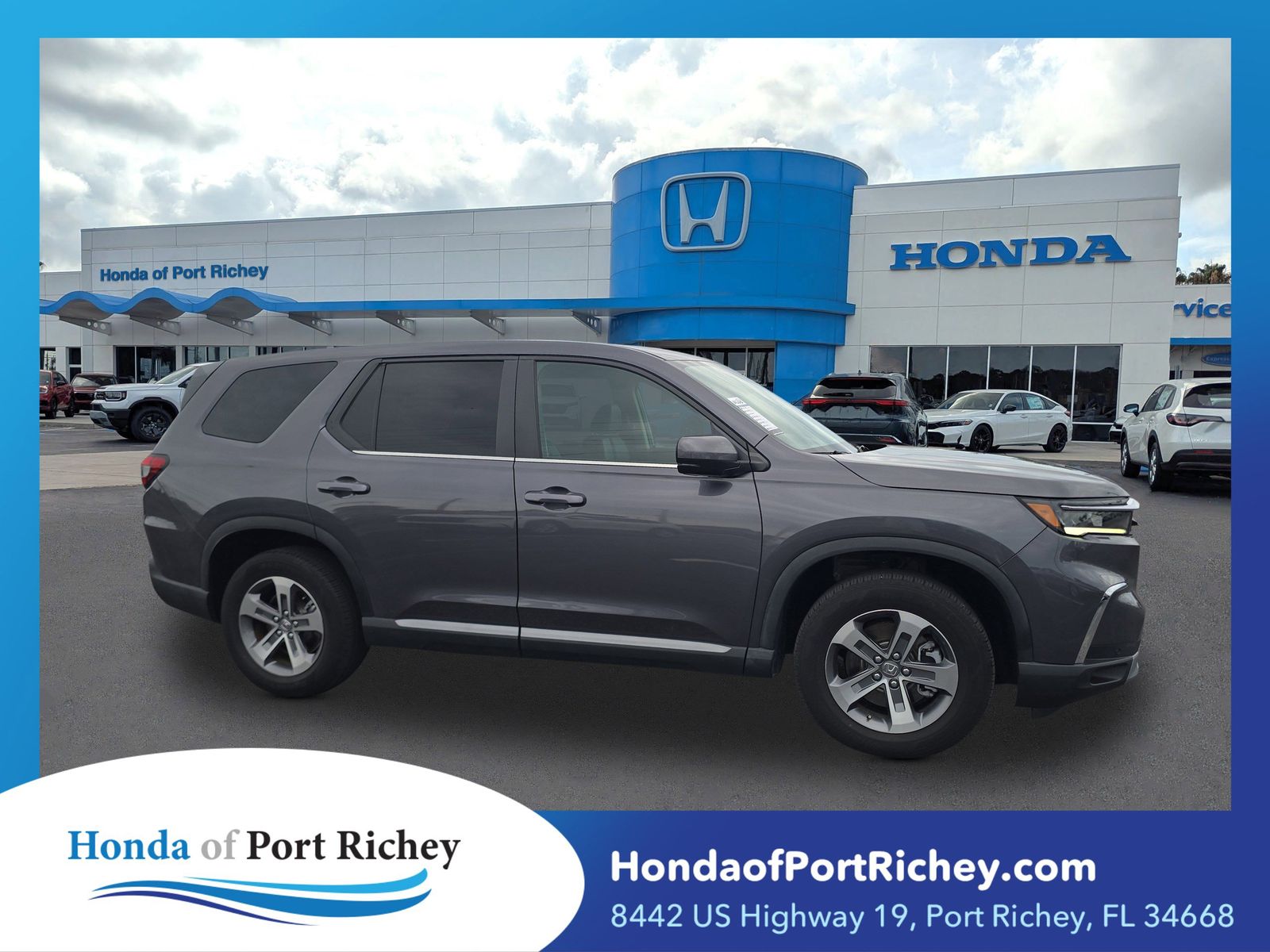 Gray (Modern Steel Metallic) 2025 Honda Pilot EX-L FWD SUV / Crossover Front-Wheel Drive Automatic