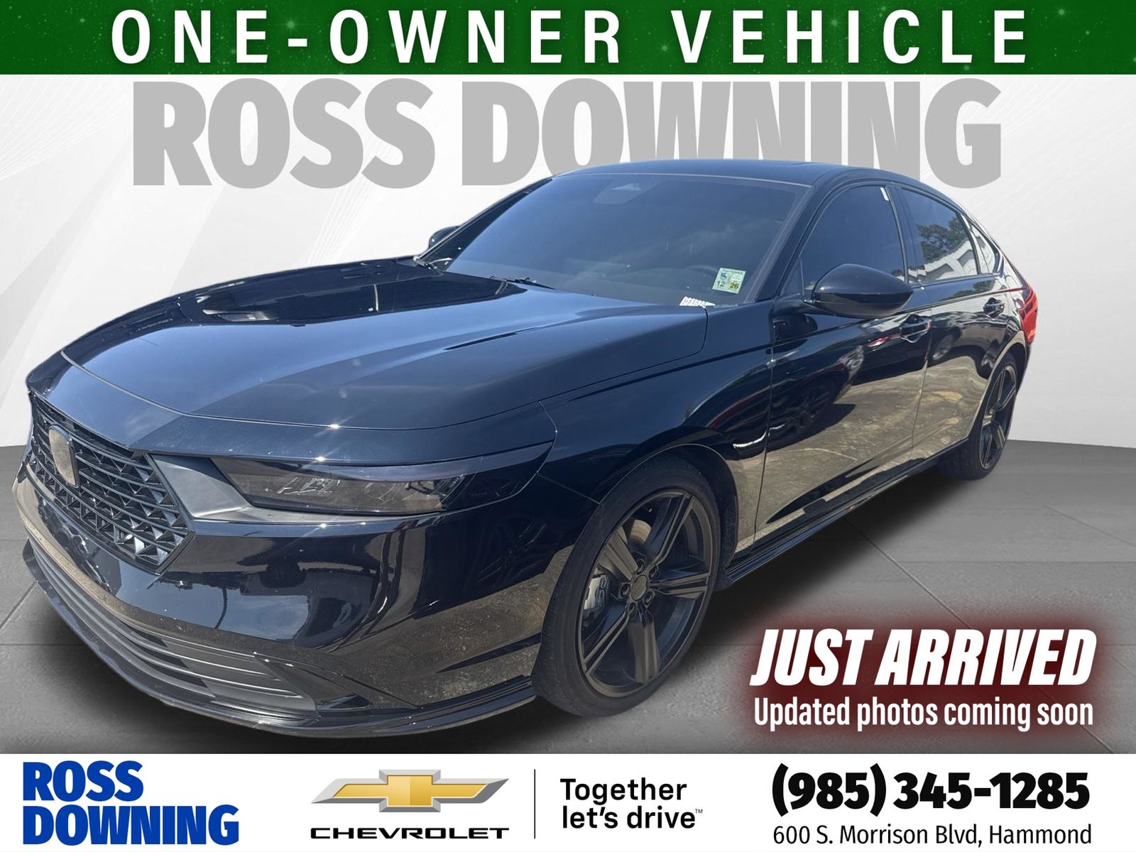 Black 2025 Honda Accord Hybrid Sedan Front-Wheel Drive Continuously Variable Transmission