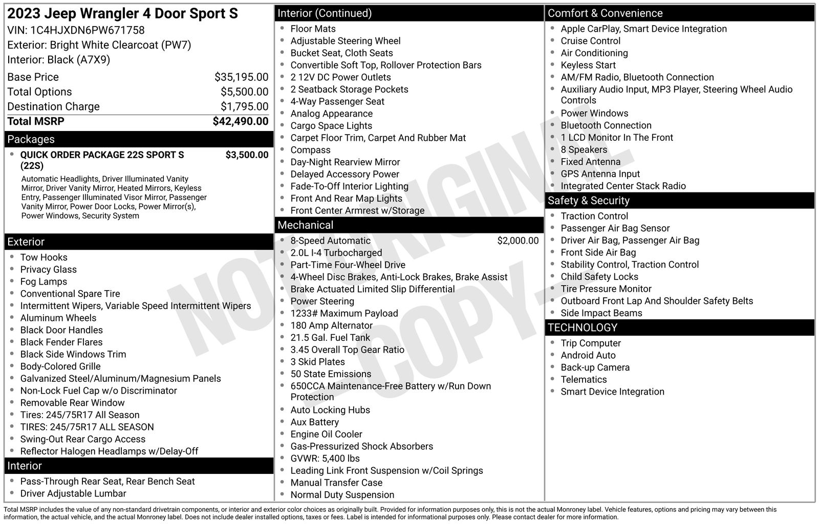 Used Car 2023 Jeep Wrangler  Sport S For Sale Under $30,000 In Austin, Texas